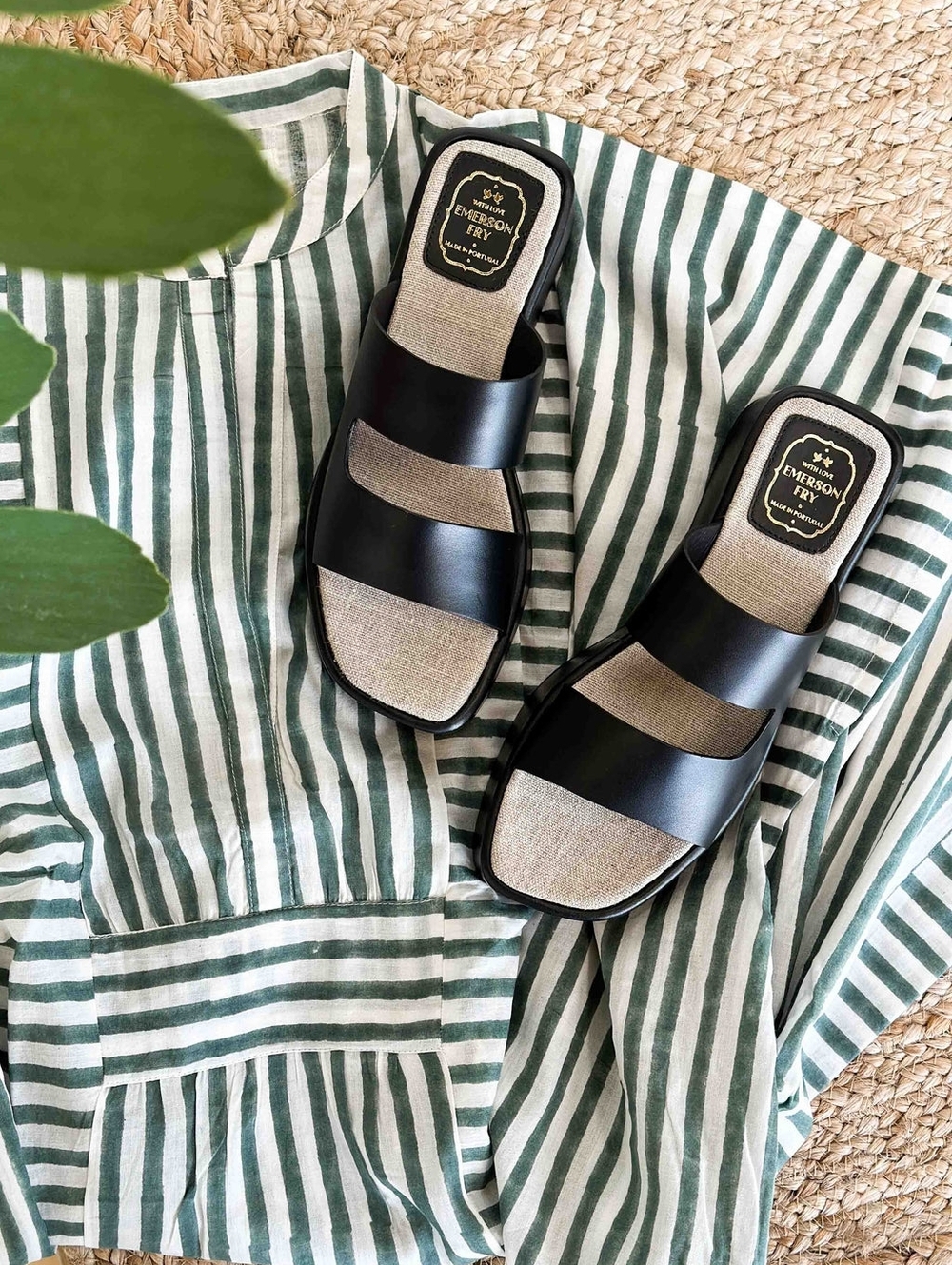Emerson Fry Black Platform Slide Sandals - Picture 2 of 8